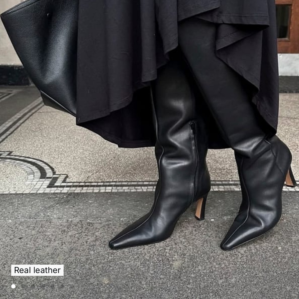 Slim Toe Leather Knee High
Boots - never worn